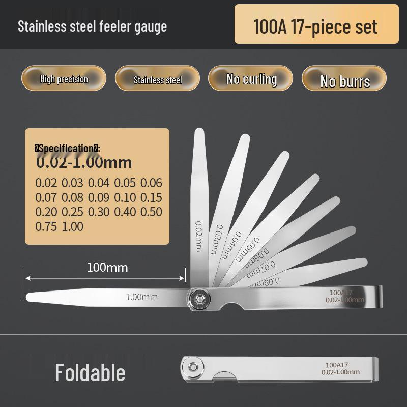 Stainless Steel High Precision Feeler Gauge Set for Valve Clearance Measurement