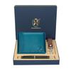 Themes Aqua Blue Leather Wallet for Mens, Keyring & Pen Combo Gift Set for Men PN129