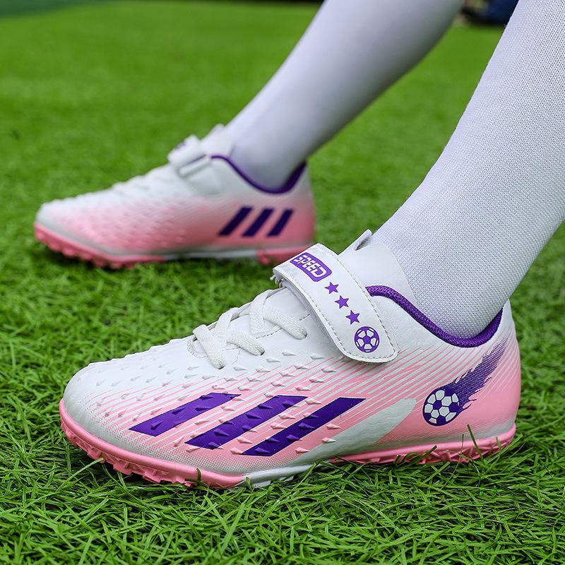 Children's football shoes boys and girls low-top leather surface broken nail sneakers artificial grass game training sneakers