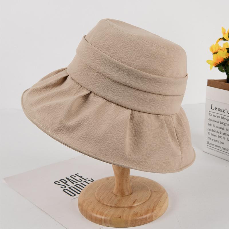 Bucket Hat Women'S Spring And Summer Sun Protection Sun Hat Pleated Small Brim Sun Hat Outdoor Travel Small Fresh Foldable