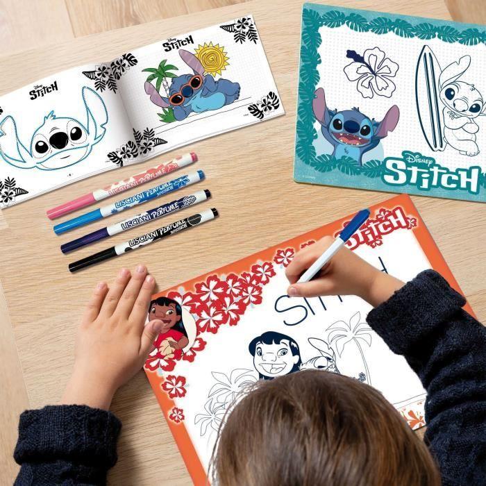 Kit De Dessin - LISCIANIGIOCHI - STITCH - Feutres Parfumés - Crayons Decouleur, Autocollants