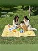 Premium Outdoor Foldable Picnic Mat with Thick Cushion for Camping & Spring Outings - Plaid Design