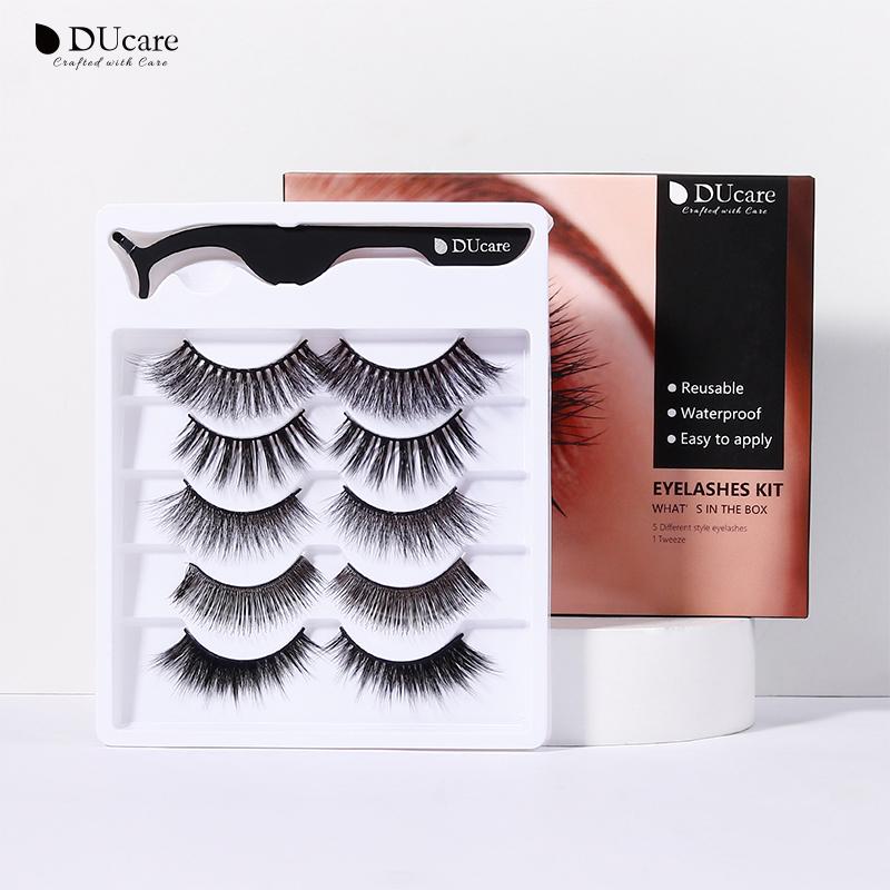 DUcare 5 Pairs Natural False Eyelashes Thick Makeups 5D Mink Lashes Soft Eyelash Extension Fake Eyelash Long Mink Eyelashes