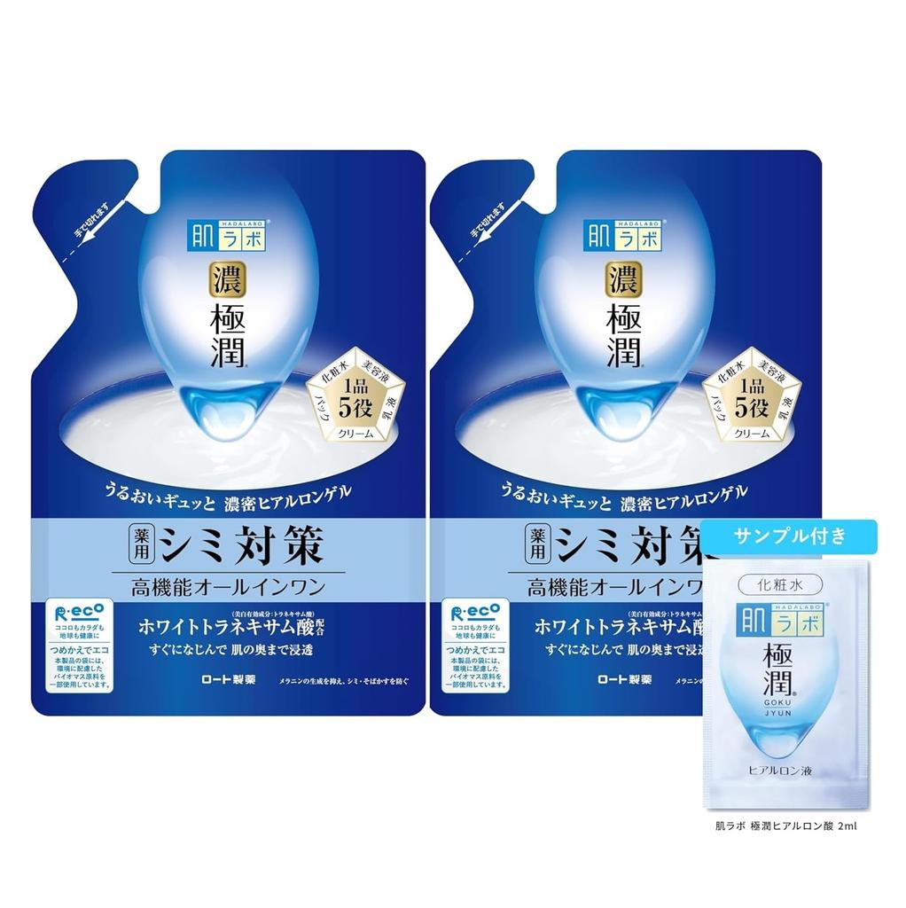 Hada Labo Gokujyun Whitening Perfect Gel Refill 80g X 2 Set Gokujyun Sachet Included + Fragrance-Free [Product]