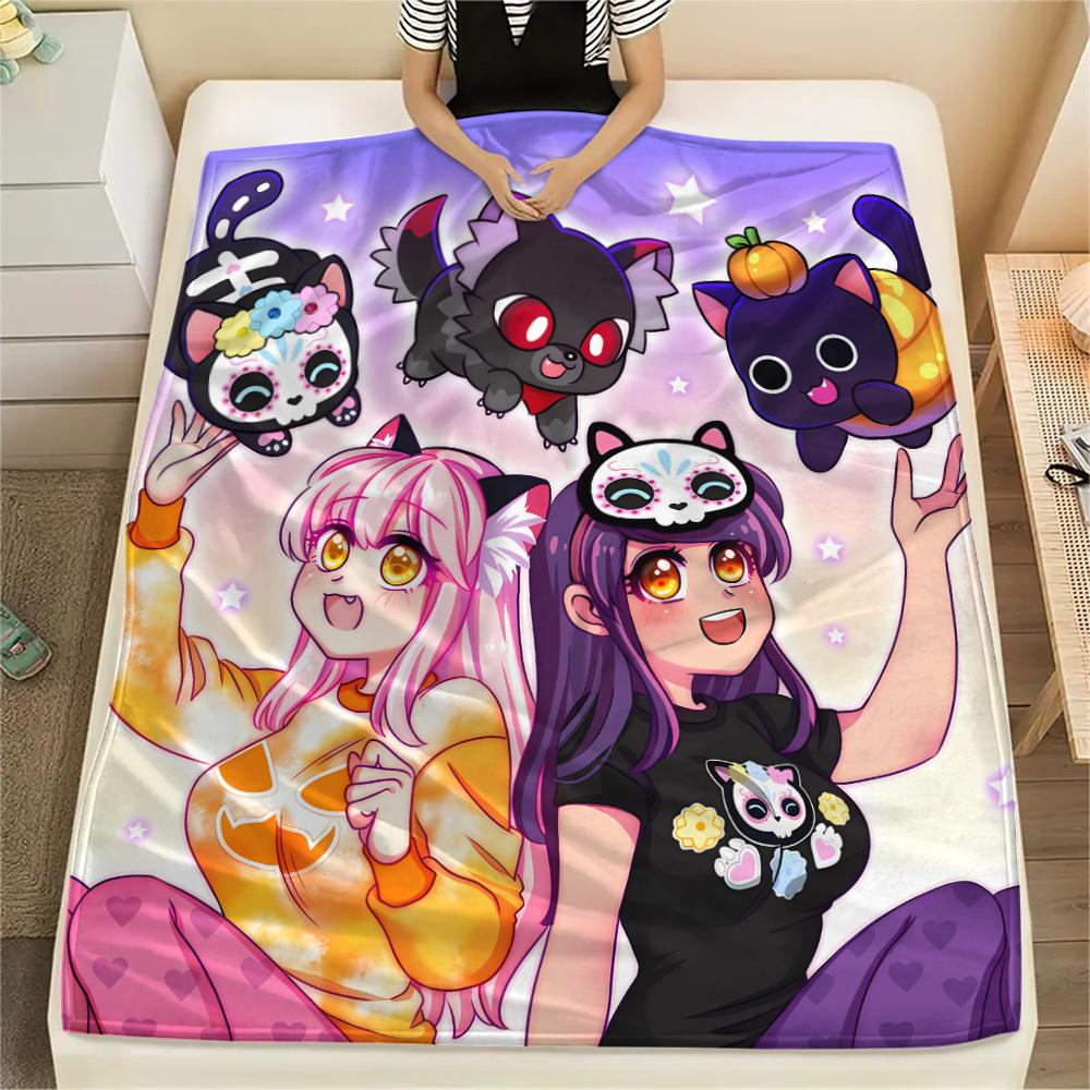 1 szt. Koc flanelowy z nadrukiem Aphmau, Wysokiej jakości, Na wszystkie pory roku, Wystrój domu, Ciepło i komfort, Idealny na prezenty świąteczne