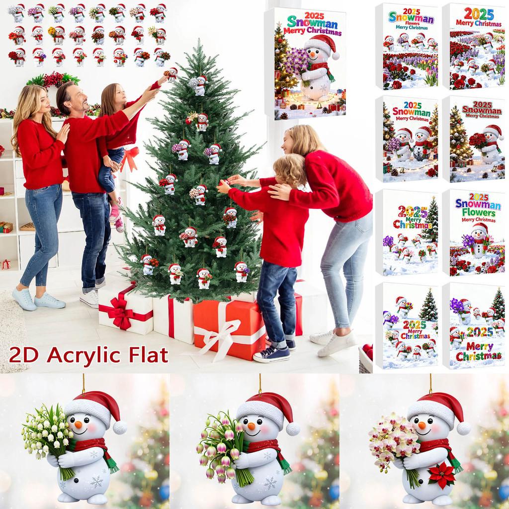Christmas Countdown Calendar With Snowman Acrylic Ornaments For Holiday Gift Exchange