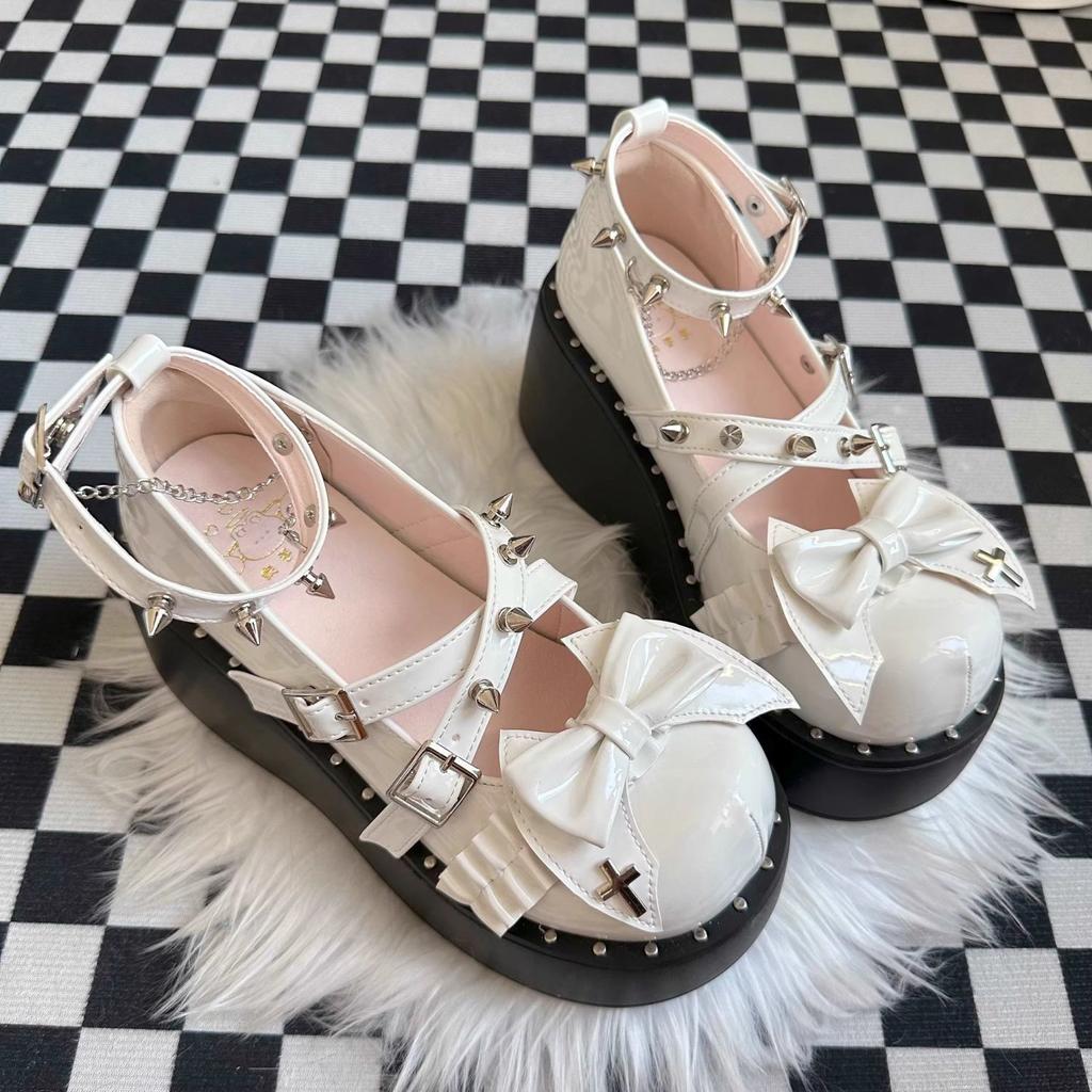 Japanese cos single shoes 2025 new subculture spice girls dark punk style muffin shoes thick sole heightening Lolit shoes