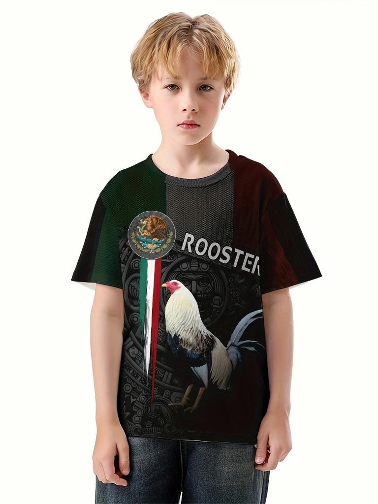 Summer Children's Clothing Boys Fashion Mexico Flag 3D Print T Shirt Short Sleeve