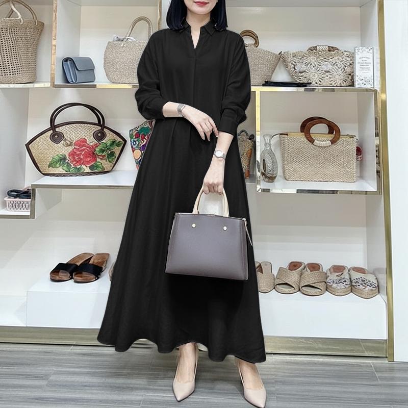 ZANZEA Vestido informal de manga larga con cuello vuelto para mujer