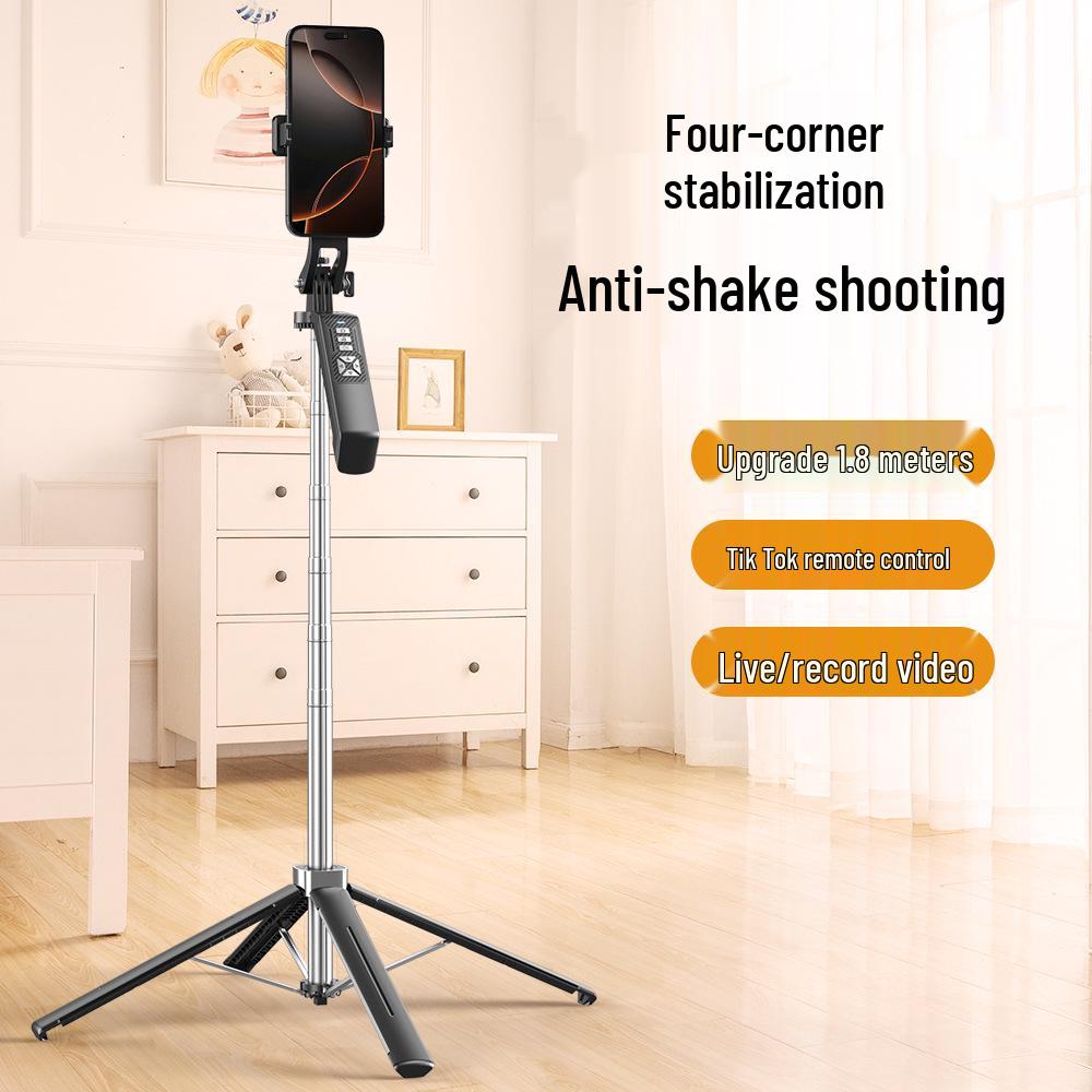 Anti-Wackel-Gimbal Selfie-Stick mit 1,8m Bodenstativ, vierbeiniges Fülllicht für Live-Streaming im Freien.