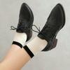 2025 New British Style Point Toe Casual Women Shoes Neutral Lace Up Trend Fashion Heels Shoes Spring And Autumn Women Shoes