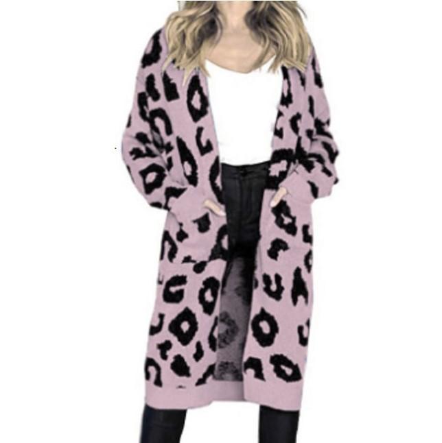 Women Cardigan Long Sleeve Knitted Sweater Spring Autumn Plus Size Leopard Print Cardigans Ladies Thick Clothes Outdoor