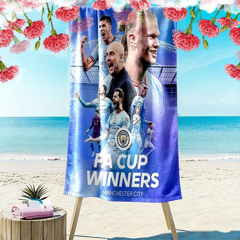 Manchester City F16.C Print Beach Towel, Large Soft Quick Dry Towel for Beach Camping Swimming
