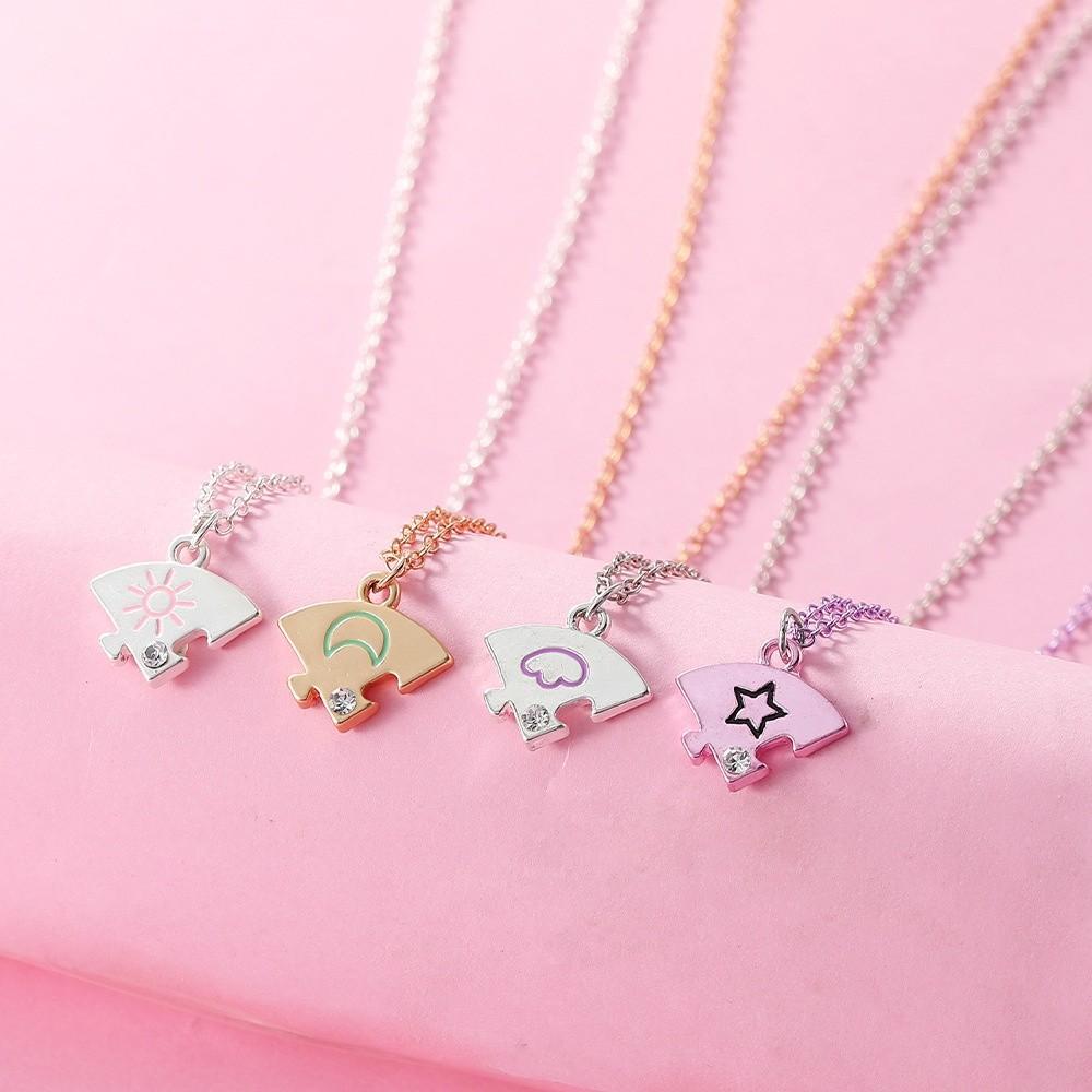 Portable Heart Puzzle Necklace 3/4 Tones BFF Friendship Jewelry Puzzle Pendant  Women Jewelry
