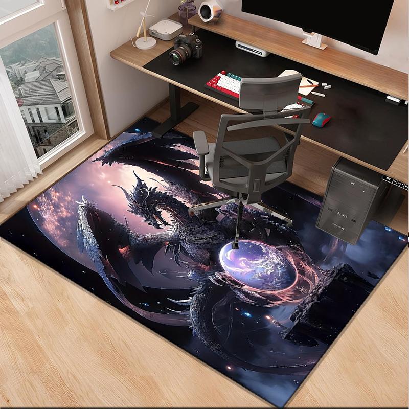 Mythical Dragon Flight Office Rug Chair Mat, Entryway Carpet, Suitable for Front Door, Bedroom, Living Room, Desk, Holiday Gift