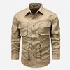 Vintage American Style Loose Fit Cotton Long Sleeve Work Shirt For Men