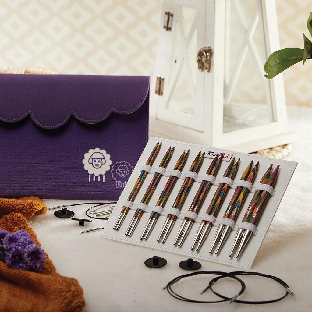 KnitPro Symphony Wood Interchangeable Circular New Deluxe Set with Rotating Cable Hand Knitting Needles, (20661) [KN] Knitting,