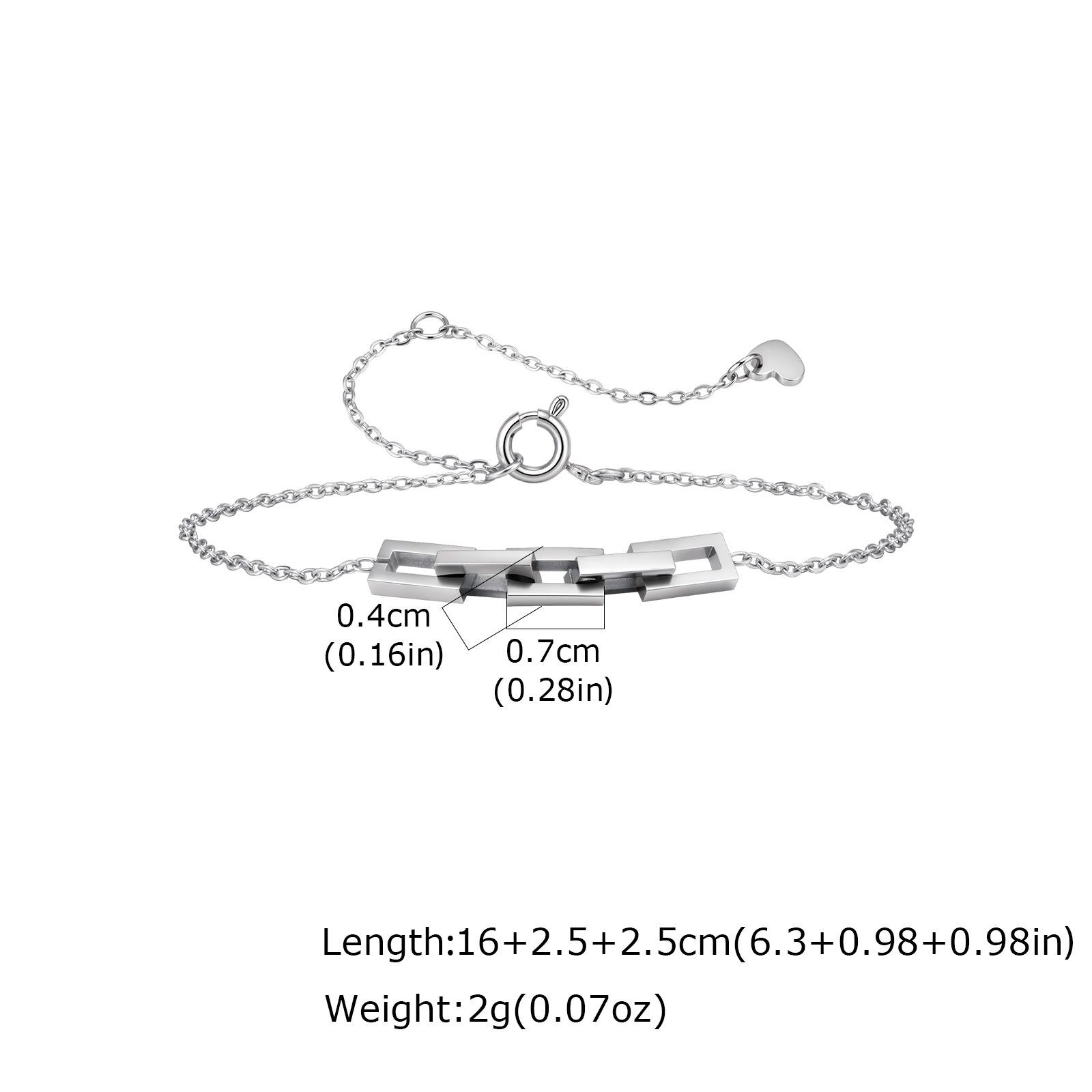 Stainless Steel Plated 18K Gold Five-Section Square Buckle Splicing Bracelet, Necklace Br-2378