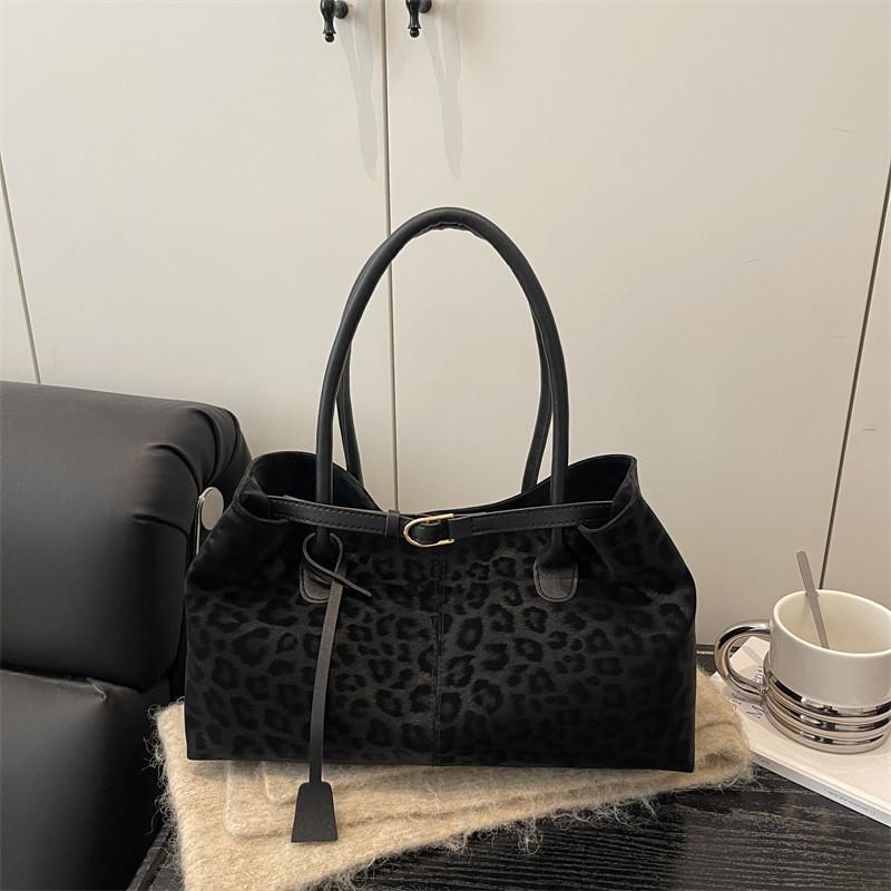 Vintage Leopard Print Tote Bag With Magnetic Closure For Casual Daily Use