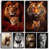 Black and White Cub Prints Modern Wild Animal Poster Colorful Tiger Wolf Canvas Painting Large Living Room Bedroom Home Decor