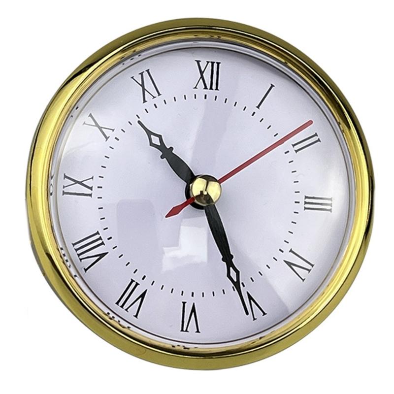 3-1/8Inch(80mm) Clock Insert Roman Numeral Round Watch Insert Gold/Silver Trim Perfect for Decorating and Gifting