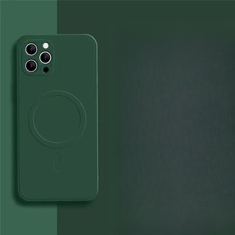 Applicable To Apple 14 Liquid Silicone Mobile Phone Case Magsafe Magnetic Suction IPhone 15/13 Sewing Hole Full Enclosure Case