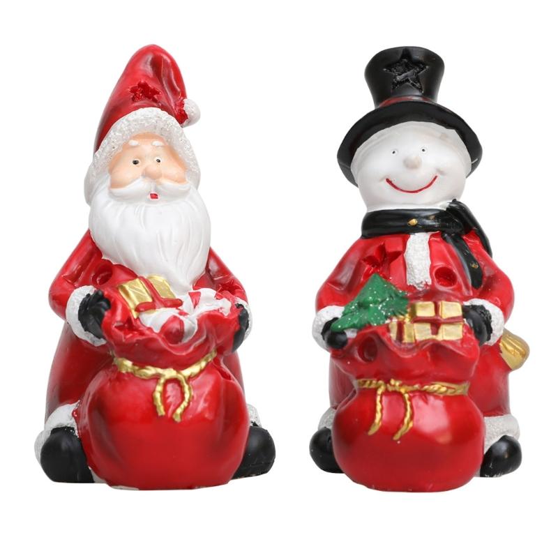 Santa/Snowman Shaped Resin Sculpture for Festival Home Decoration Desktop Ornament Accessories Holiday Party Supplies