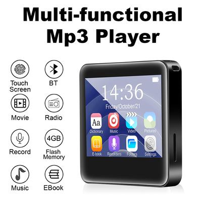 Vysoce kvalitní kovový hudební MP3 přehrávač Bluetooth 5.0 Dotykový displej 4GB paměť Přehrávač hudby a videa Podpora TF karty FM/Ebook/Nahrávání