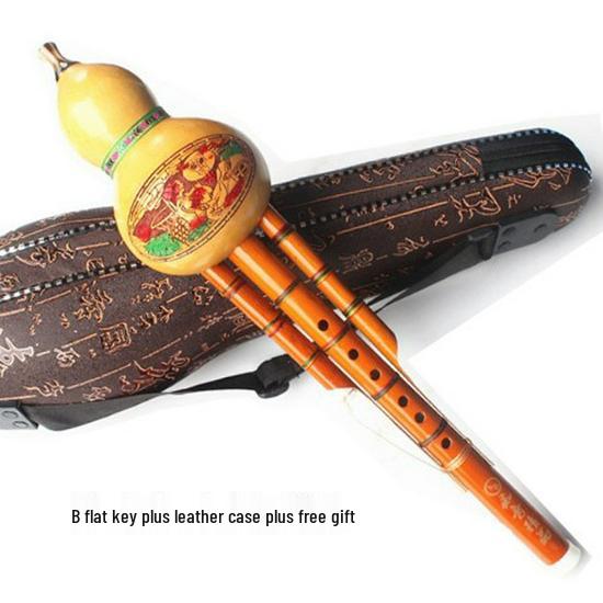 Phoenix Tail Bamboo Hulusi, Beginner Instrument, Real Gourd, B Flat & C Key, for Students & Adults.