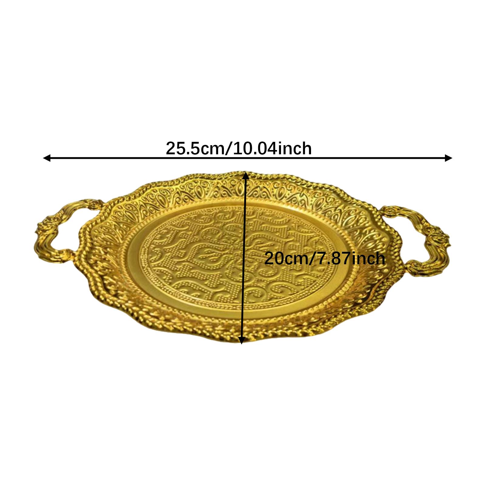 Fruit Plate Serving Tray Desktop Metal Stylish Decorative Plate with Handles S