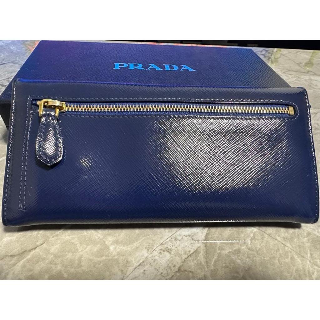 Used PRADA PORTAFOGLIO LAMPO Navy Long Wallet
