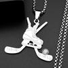 Ice Hockey Chain Women Men Stainless Steel Silver Color Stone Hockey Stick Never Give Up Sports Male Necklace Jewelry Gifts
