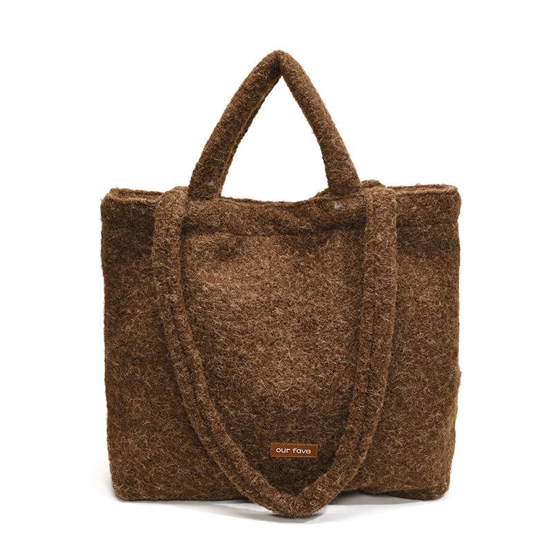 2025 new Korean version plush soft waxy shoulder bag underarm bag large capacity commuter portable tote bag