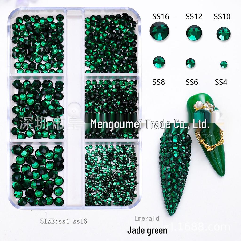Nail Art Rhinestones: Mixed Color AB Light Pink Champagne Glass Set - Six Grids