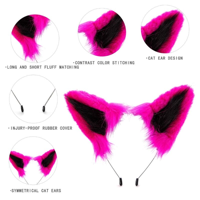 Realistic Wolf Ears Hairband Furry Headbands Plush for Coser Role Play and Photography Props