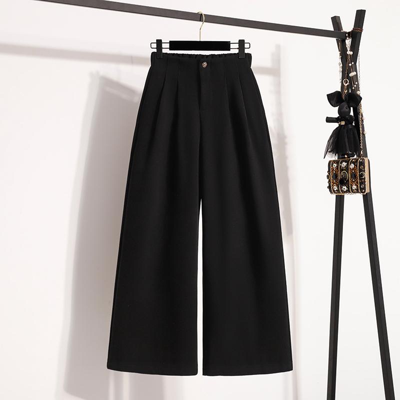 

DIMANAF 2025 Осень Зима Женские Брюки Большого Размера Новая Мода Женские Длинные Брюки Оверсайз Свободные Штаны Толстые 2XL чёрный