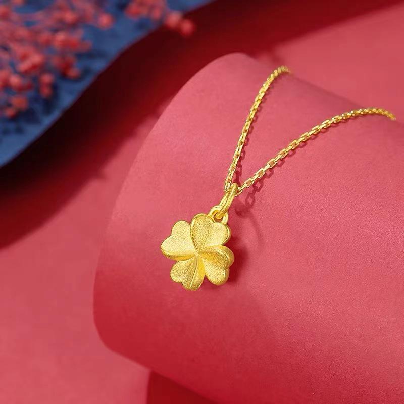 Gold-Plated Lucky Four-Leaf Clover Pendant Women's Necklace - TikTok Trendy Item
