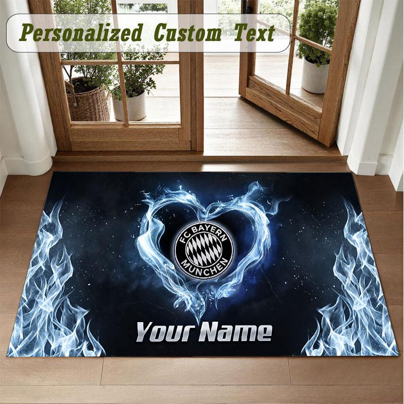 Crystal Velvet Square Rug Custom NameBayern Munich Pattern Non Slip Home Floor Decor Rug