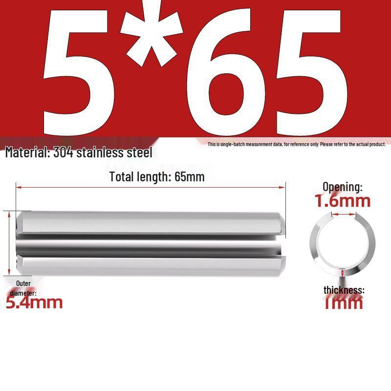 304 Stainless Steel Slotted Spring Pin, Cylindrical Shaft Pin, Locating and Hollow Pin (M5-M12)