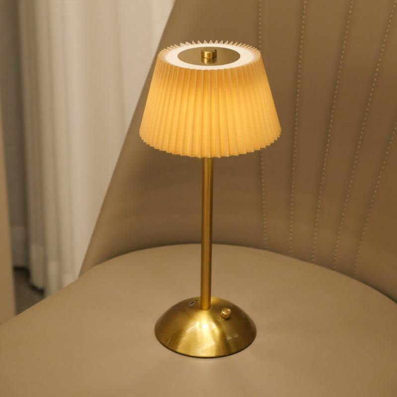 Portable Touch Rechargeable Led Desk Lamp Fabric Shade Wireless Dimmable Creative Ambient Light for Living Room