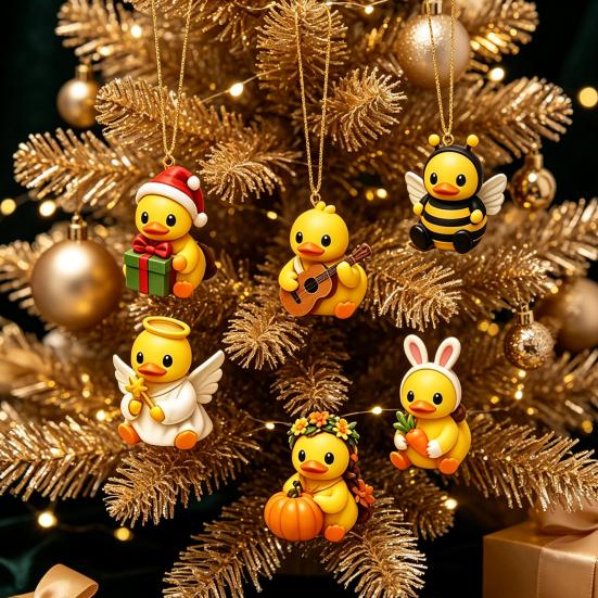 Cute Duck Toy Advent Calendar Calendar, 24-Day Christmas Countdown Box with Acrylic Ornaments for Tree Toy, Hanging Decor, Holiday Gift Lovers Festive