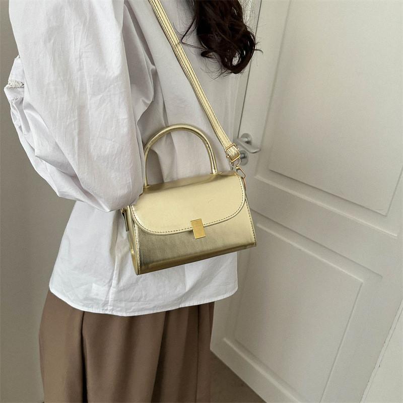 Chic Street Style Small Box Bag For Women Gold And Silver Handbag