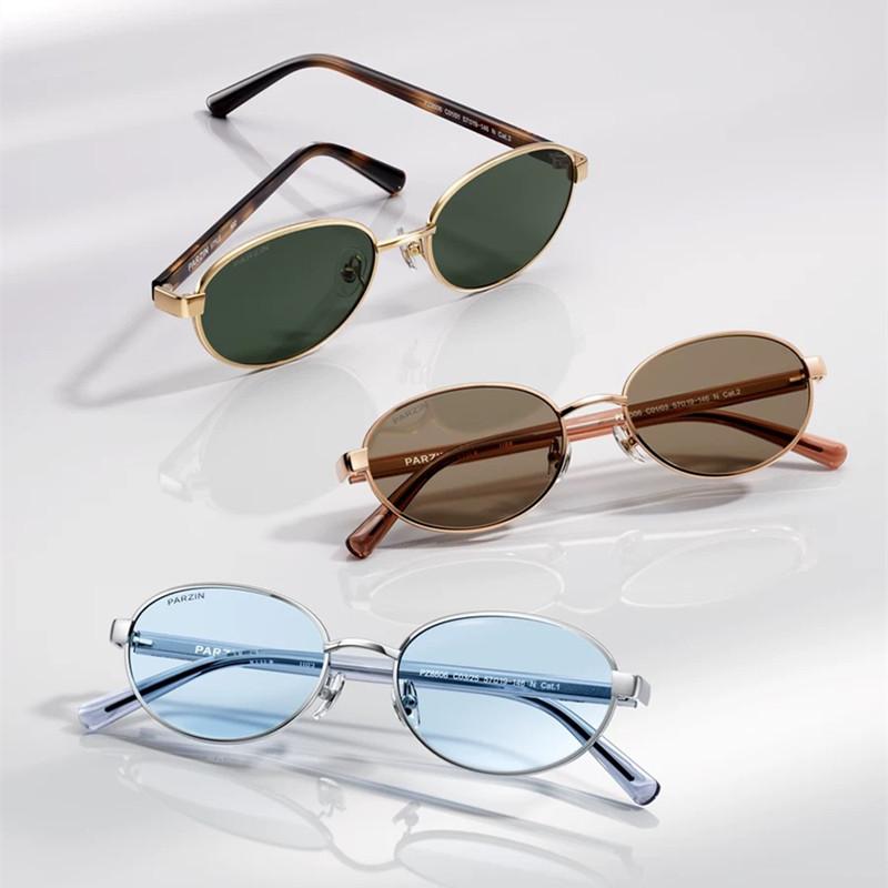 PARZIN Retro Oval Sunglasses For Women Alloy New UV Protection Sunglasses Men 8606