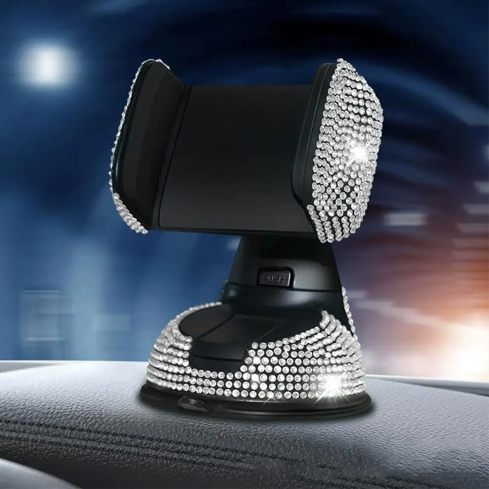 Crystal Diamond Car Phone Holder Bling Rhinestone Car Mobile Universal Mount Holder 360 Degree Interior Rotation Car Access J9R5