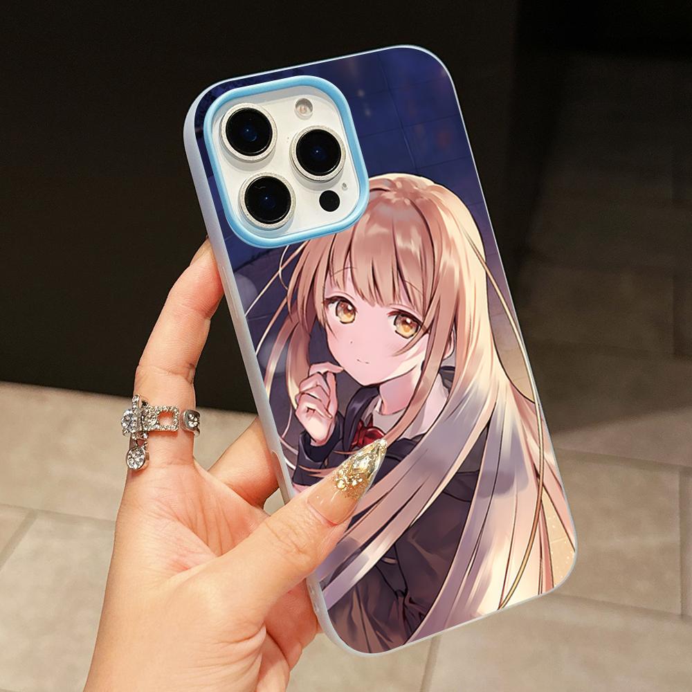 Angel Mahiru Shina Phone Case for iPhone 17 16 15 14 13 12 11 Air Pro Max Plus Jelly Double layer Light Blue Cover