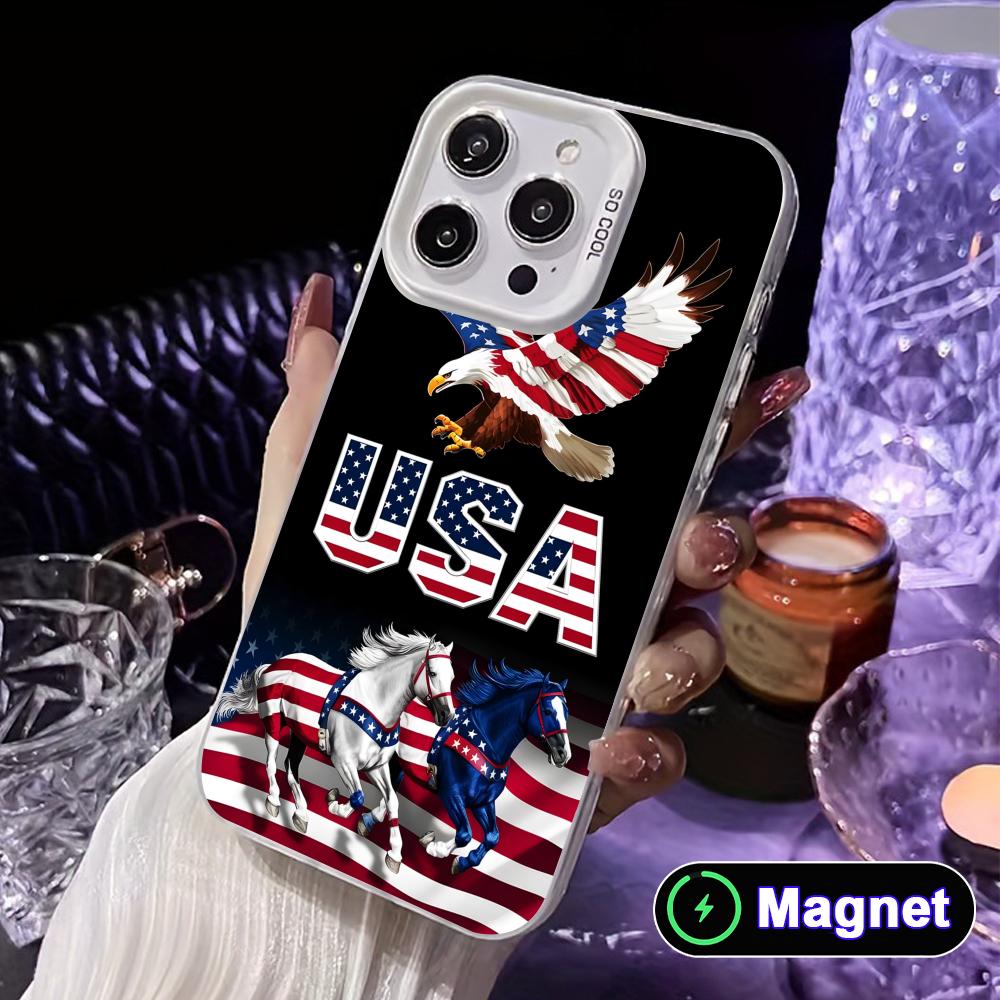 USA America Flag White Translucent MagSafe Mobile Phone Case for iPhone 17 16 15 14 13 12 11 X XR XS Air Pro Max Plus Cover
