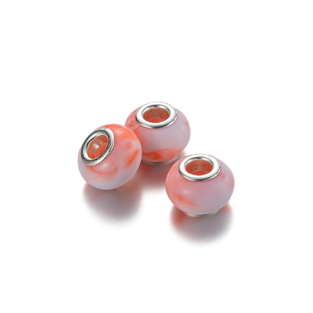 5Pcs 9-14mm Big Hole Halo Dyein Round Plastic Acrylic ABS Lmitation Pearl Beads Charm Loose Counter Jewelry Findings Making