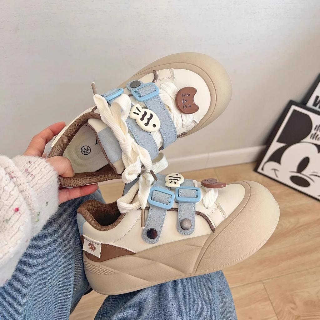 Dopamine board shoes 2025 new bread shoes ugly cute platform big head shoes cute style shoes schoolgirl round head shoes