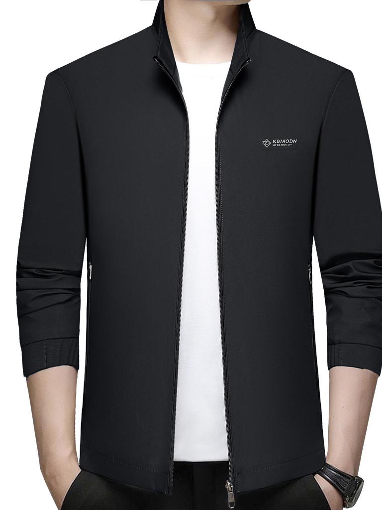 Men's 2024 Spring/Summer Korean Style Stand Collar Jacket - Casual, Business, Solid Color, Versatile, Trendy Top.