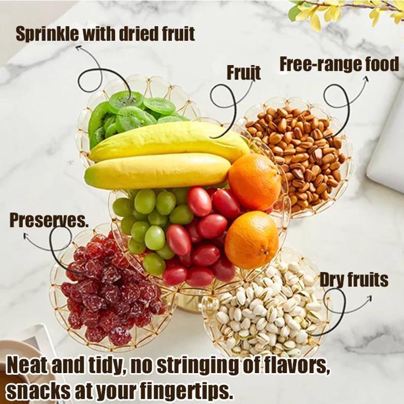 Multi Layered Rotating Crystal Fruit Basket Tray Organizer Stand Lotus Leaf Festival Dinner Party 1Pc